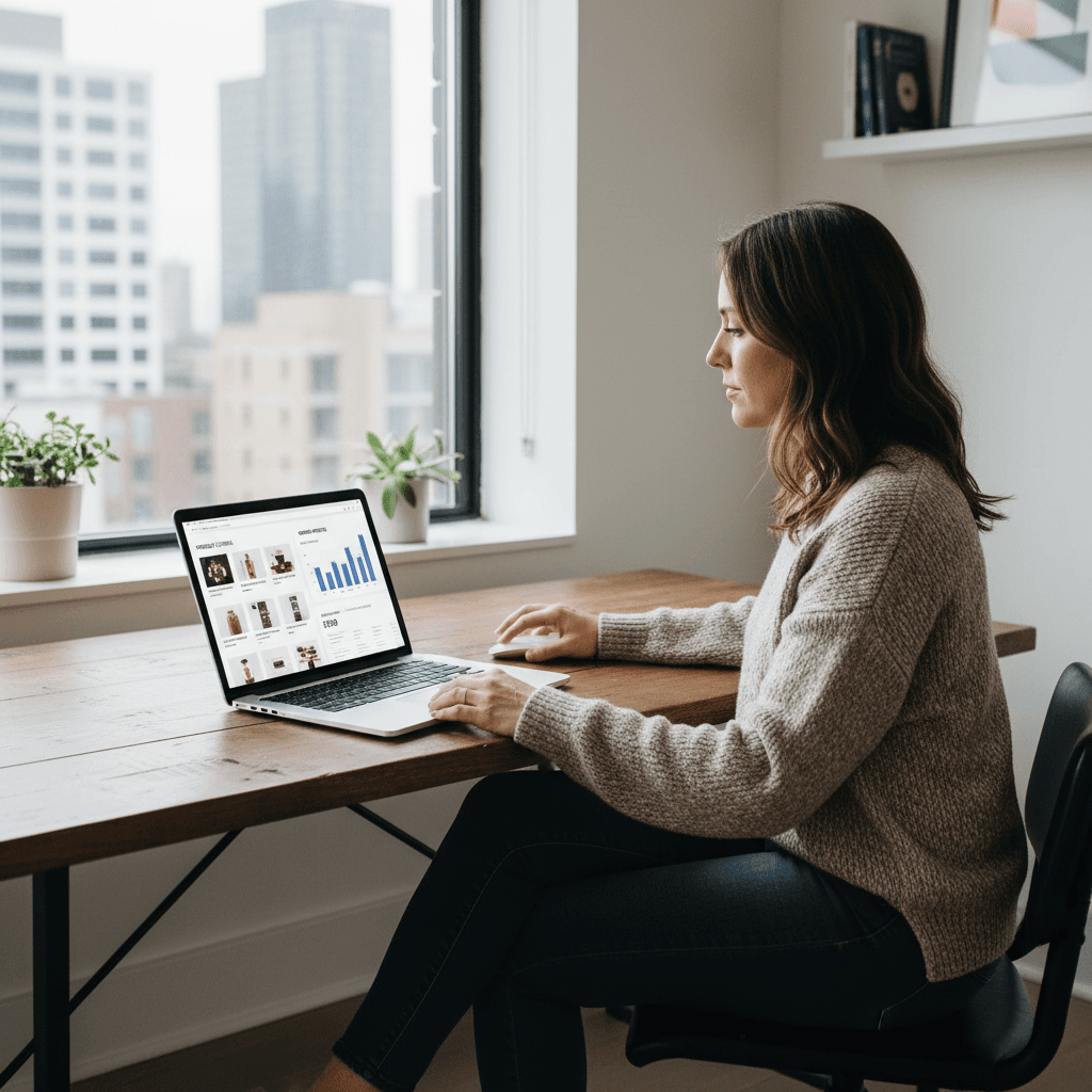 Dropshipping business management on computer